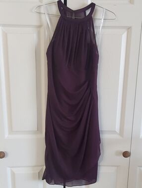 DAVID BRIDAL PLUM PURPLE HALTER DRESS SZ 4.